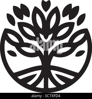 A tree silhouette vector art illustration with white background Stock Vector