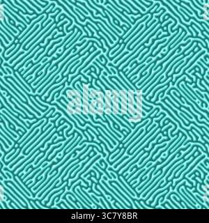 Volumetric blue stripes, seamless Turing pattern. Hand drawn vector illustration Stock Vector