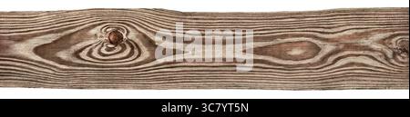 Nice long wooden board with beautiful contrasty texture isolated on white background Stock Photo