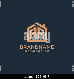 Initial letter AR logo with simple minimalist home shape icon design vector graphic Stock Vector