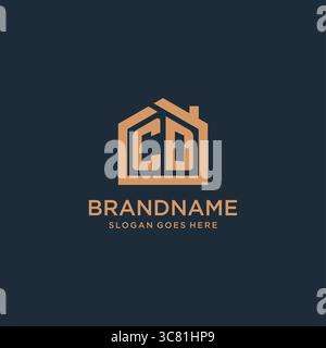 Initial letter CD logo with simple minimalist home shape icon design vector graphic Stock Vector