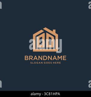 Initial letter DD logo with simple minimalist home shape icon design vector graphic Stock Vector