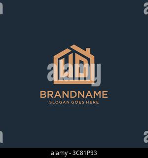Initial letter WD logo with simple minimalist home shape icon design vector graphic Stock Vector