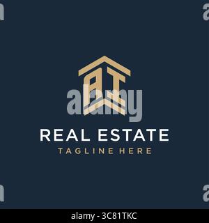 Initial AI logo for real estate with simple and creative house roof icon logo design ideas vector graphic vector graphic Stock Vector