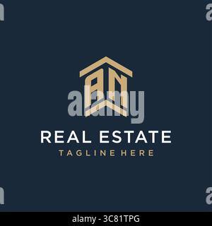Initial AN logo for real estate with simple and creative house roof icon logo design ideas vector graphic vector graphic Stock Vector