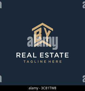 Initial BY logo for real estate with simple and creative house roof icon logo design ideas vector graphic vector graphic Stock Vector