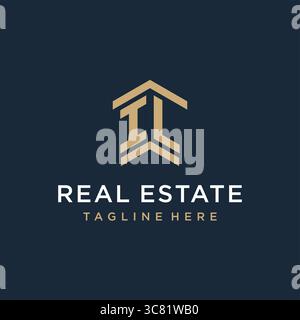 Initial IL logo for real estate with simple and creative house roof icon logo design ideas vector graphic vector graphic Stock Vector