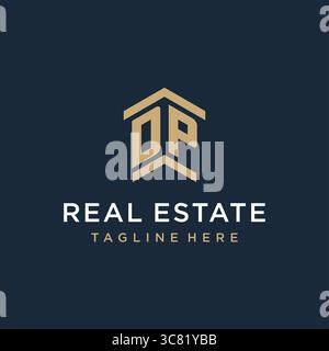 Initial DP logo for real estate with simple and creative house roof icon logo design ideas vector graphic vector graphic Stock Vector