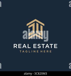 Initial JU logo for real estate with simple and creative house roof icon logo design ideas vector graphic vector graphic Stock Vector