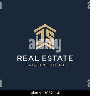 Initial JS logo for real estate with simple and creative house roof icon logo design ideas vector graphic vector graphic Stock Vector