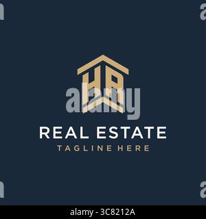 Initial HR logo for real estate with simple and creative house roof icon logo design ideas vector graphic vector graphic Stock Vector