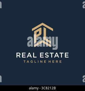 Initial PL logo for real estate with simple and creative house roof icon logo design ideas vector graphic vector graphic Stock Vector