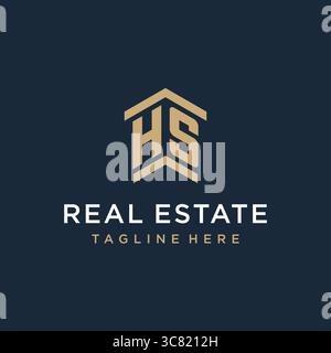 Initial HS logo for real estate with simple and creative house roof icon logo design ideas vector graphic vector graphic Stock Vector