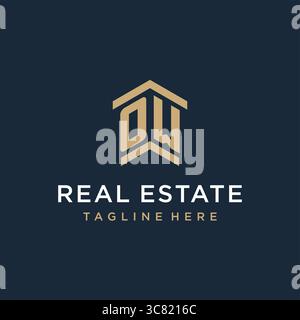 Initial OW logo for real estate with simple and creative house roof icon logo design ideas vector graphic vector graphic Stock Vector
