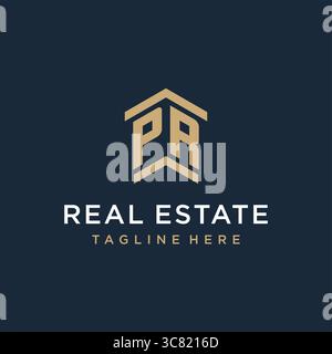 Initial PR logo for real estate with simple and creative house roof icon logo design ideas vector graphic vector graphic Stock Vector