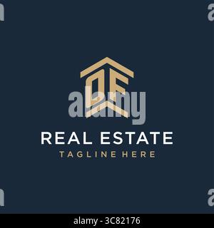 Initial OF logo for real estate with simple and creative house roof icon logo design ideas vector graphic vector graphic Stock Vector