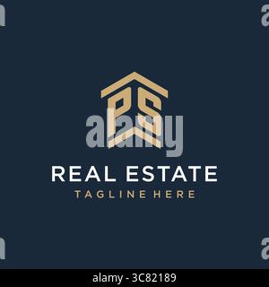 Initial PS logo for real estate with simple and creative house roof icon logo design ideas vector graphic vector graphic Stock Vector