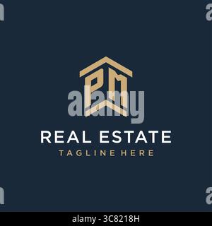 Initial PM logo for real estate with simple and creative house roof icon logo design ideas vector graphic vector graphic Stock Vector