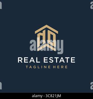 Initial NO logo for real estate with simple and creative house roof icon logo design ideas vector graphic vector graphic Stock Vector