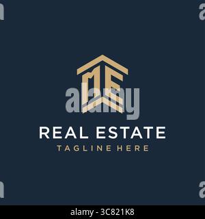 Initial ME logo for real estate with simple and creative house roof icon logo design ideas vector graphic vector graphic Stock Vector