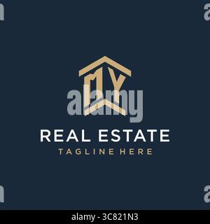 Initial MY logo for real estate with simple and creative house roof icon logo design ideas vector graphic vector graphic Stock Vector