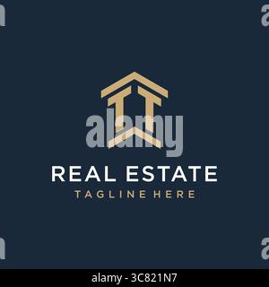 Initial TT logo for real estate with simple and creative house roof icon logo design ideas vector graphic vector graphic Stock Vector