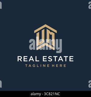 Initial UM logo for real estate with simple and creative house roof icon logo design ideas vector graphic vector graphic Stock Vector