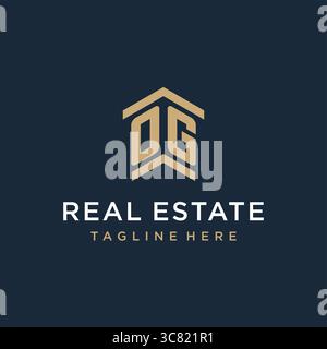 Initial OG logo for real estate with simple and creative house roof icon logo design ideas vector graphic vector graphic Stock Vector