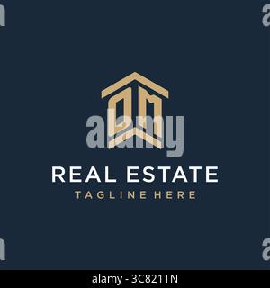 Initial OM logo for real estate with simple and creative house roof icon logo design ideas vector graphic vector graphic Stock Vector