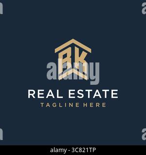 Initial RK logo for real estate with simple and creative house roof icon logo design ideas vector graphic vector graphic Stock Vector