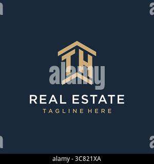 Initial TH logo for real estate with simple and creative house roof icon logo design ideas vector graphic vector graphic Stock Vector