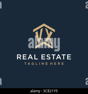 Initial VX logo for real estate with simple and creative house roof icon logo design ideas vector graphic vector graphic Stock Vector