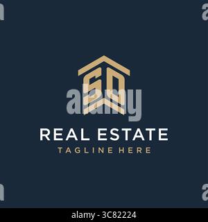 Initial SO logo for real estate with simple and creative house roof icon logo design ideas vector graphic vector graphic Stock Vector