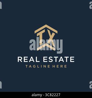 Initial TX logo for real estate with simple and creative house roof icon logo design ideas vector graphic vector graphic Stock Vector