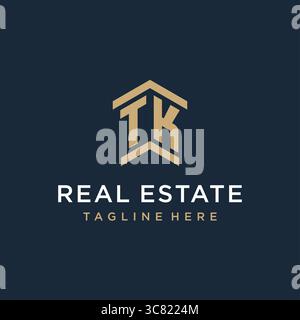 Initial TK logo for real estate with simple and creative house roof icon logo design ideas vector graphic vector graphic Stock Vector