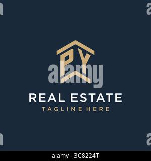 Initial PY logo for real estate with simple and creative house roof icon logo design ideas vector graphic vector graphic Stock Vector