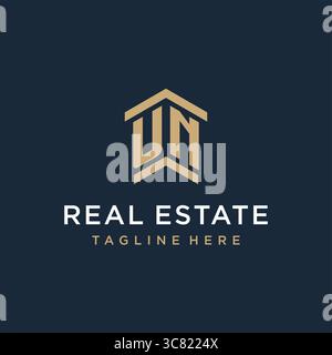 Initial UN logo for real estate with simple and creative house roof icon logo design ideas vector graphic vector graphic Stock Vector