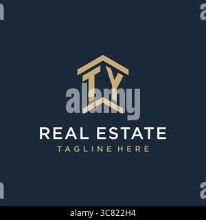 Initial TY logo for real estate with simple and creative house roof icon logo design ideas vector graphic vector graphic Stock Vector