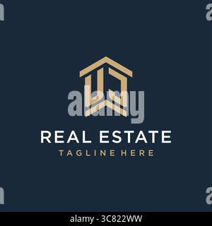 Initial UJ logo for real estate with simple and creative house roof icon logo design ideas vector graphic vector graphic Stock Vector