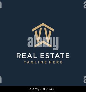 Initial VV logo for real estate with simple and creative house roof icon logo design ideas vector graphic vector graphic Stock Vector