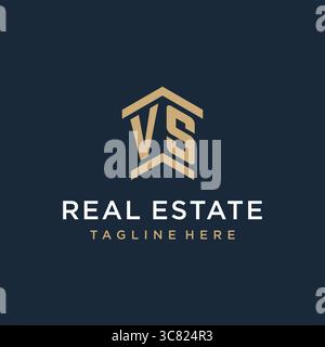 Initial VS logo for real estate with simple and creative house roof icon logo design ideas vector graphic vector graphic Stock Vector