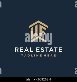 Initial WF logo for real estate with simple and creative house roof icon logo design ideas vector graphic vector graphic Stock Vector