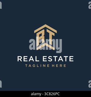 Initial RT logo for real estate with simple and creative house roof icon logo design ideas vector graphic vector graphic Stock Vector