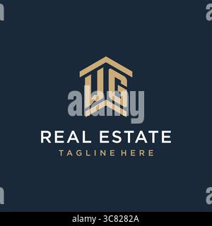 Initial WG logo for real estate with simple and creative house roof icon logo design ideas vector graphic vector graphic Stock Vector