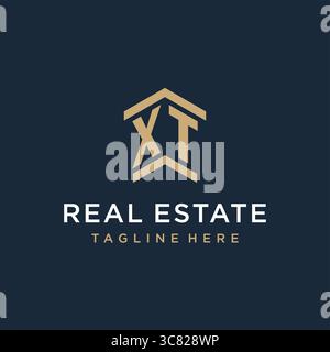 Initial XT logo for real estate with simple and creative house roof icon logo design ideas vector graphic vector graphic Stock Vector