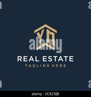 Initial YM logo for real estate with simple and creative house roof icon logo design ideas vector graphic vector graphic Stock Vector