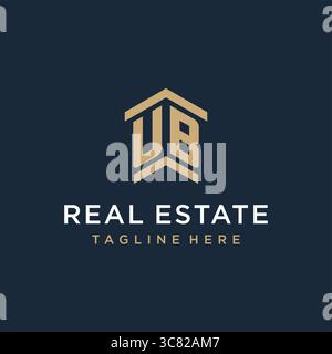 Initial UB logo for real estate with simple and creative house roof icon logo design ideas vector graphic vector graphic Stock Vector