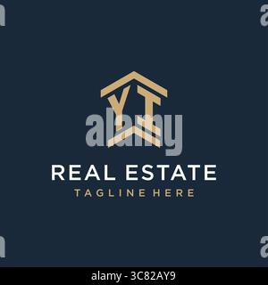 Initial YI logo for real estate with simple and creative house roof icon logo design ideas vector graphic vector graphic Stock Vector