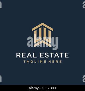 Initial UU logo for real estate with simple and creative house roof icon logo design ideas vector graphic vector graphic Stock Vector
