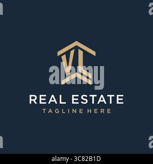 Initial VL logo for real estate with simple and creative house roof icon logo design ideas vector graphic vector graphic Stock Vector